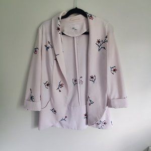 White Floral Blazer
